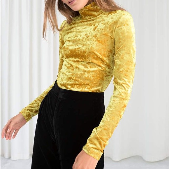 & Other Stories Tops - & others stories turtleneck velvet yellow shirt.